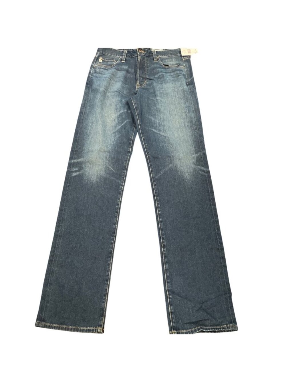 AG Adriano Goldschmied Straight Jean 32x35 Button Fly Distressed Casual Stretch